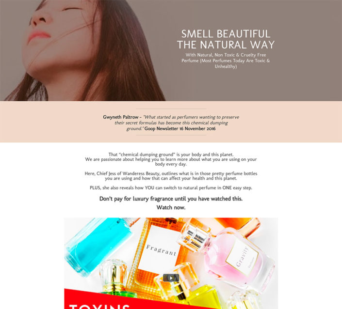 Landing page for beauty