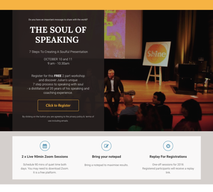 Soul of Speaking Landing Page