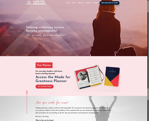 madefor-greatness home page design